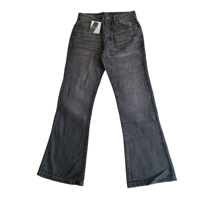 Blugi boohoo MAN, flare fit, gri washed, W32/L32, M [2]