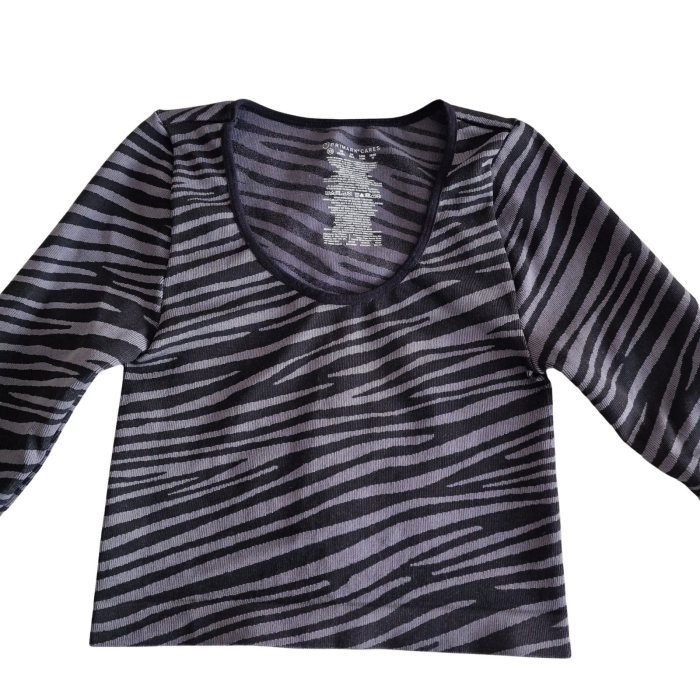 Bluza PRIMARK crop, print zebra, negru-gri, strech, XS [3]