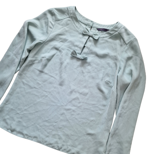 Bluza Marks & Spencer cu fundite, verde menta, maneca lunga, marime 36 ( S ) [3]