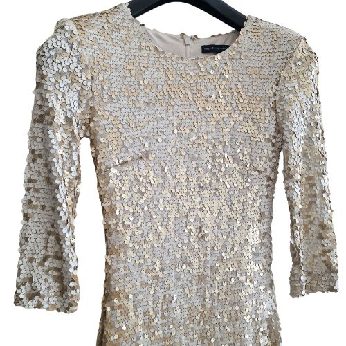 Rochie French Connection - Cream & Champagne Iridescent Sequin Sheath Dress, marime S [5]