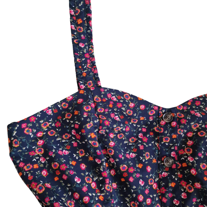 Rochie DUNNES florala bleumarin, tip sarafan, 3XL [5]