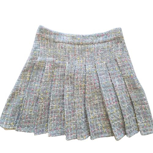 Fusta VTG tweed plisata, multicolorpastel, aplicatii perle, marime XS [5]