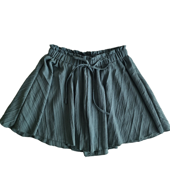 Pantaloni scurti SHEIN tip fusta, verde petrol, pliuri, L [2]