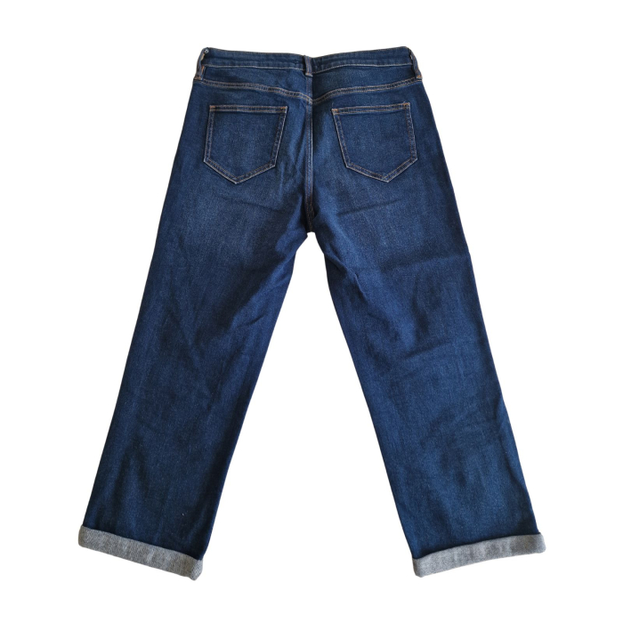 Blugi F&F, cropped boyfriend, indigo, fit relaxat, L [5]