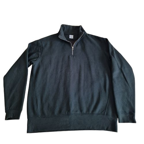 Bluza ZARA, verde inchis washed, QUARTER-ZIP SWEATSHIRT,  L [2]