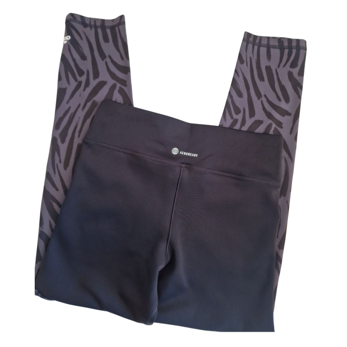 Colanti Hight Waist ADIDAS, fitness, negru cu animal print, S [6]