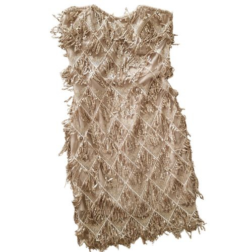 Rochie I SAW IT FIRST, strapless, gold cami sequin tassel, marime XS [2]