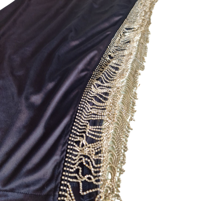 Rochie de seara QUIZ, franjuri aurii, decolteu cowl, slit lateral, L [4]