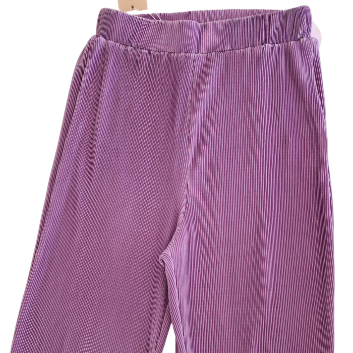 Pantaloni Who I AM, flared ribbed, hight waist, croiala evazata cloche, lila, S [4]