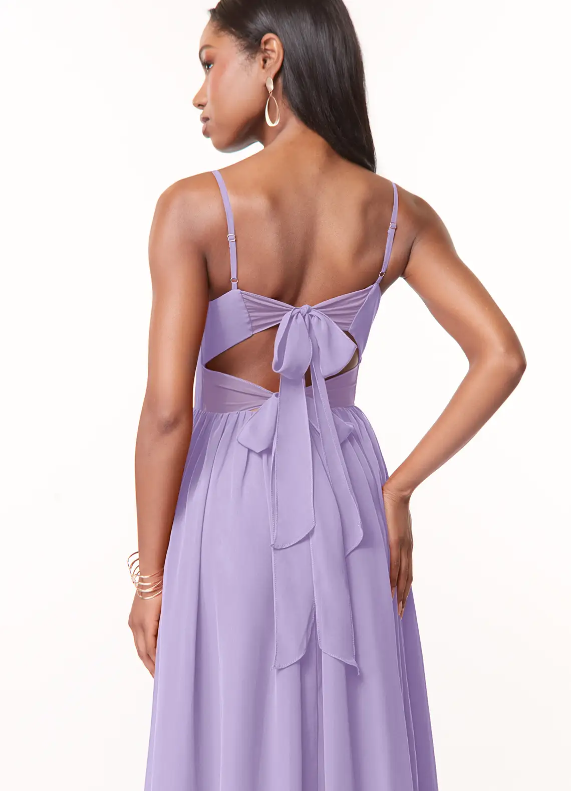 Rochie Azazie Zeya  Lilac A-Line V-Neck Pleated Chiffon, marime S [4]