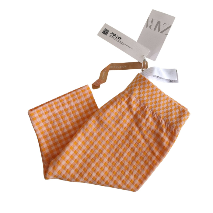 Colanti ZARA scurti, orange, patratele, hight waist, XS [4]