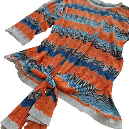 Bluza tricotata Laititia Mem VTG, model zigzag, nod in fata, 85% viscoza, marime XL [4]