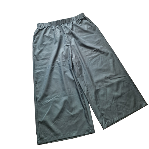 Pantaloni culotte largi,verde-menta inchis, talie cu buzunare, Emery Rose, marime XL [2]