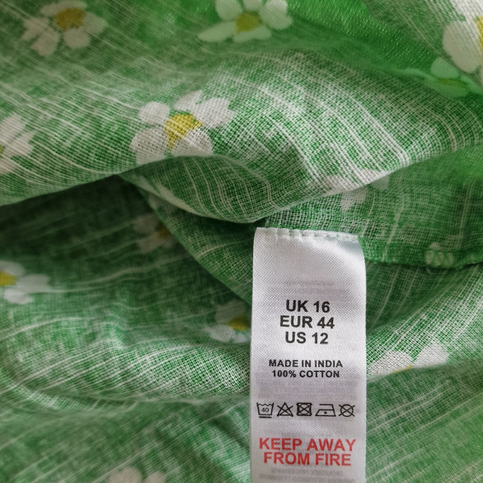 Tricou plepum LTS, verde cu margarete, maneci bufante, XL [5]