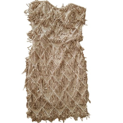 Rochie I SAW IT FIRST, strapless, gold cami sequin tassel, marime XS [3]