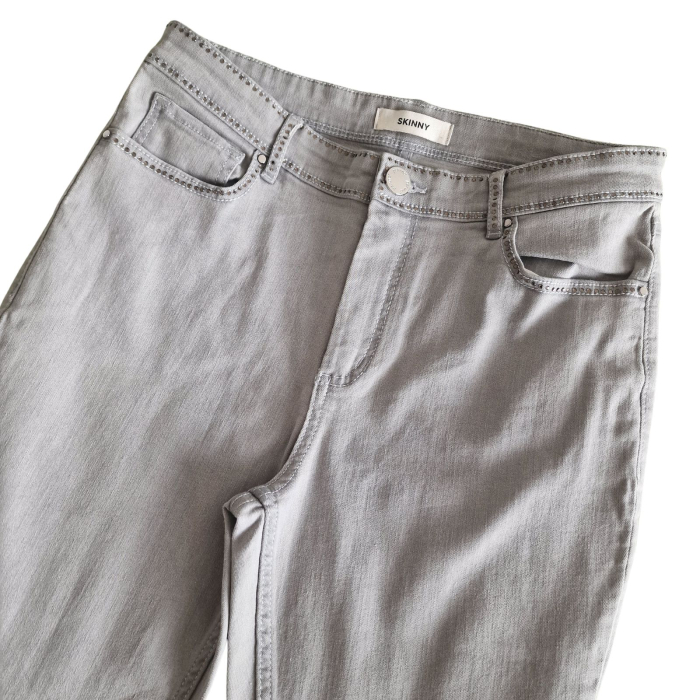 Blugi skinny Marks & Spencer, elastic, pietricele aplicate, gri, L [4]