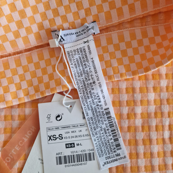 Colanti ZARA scurti, orange, patratele, hight waist, XS [5]