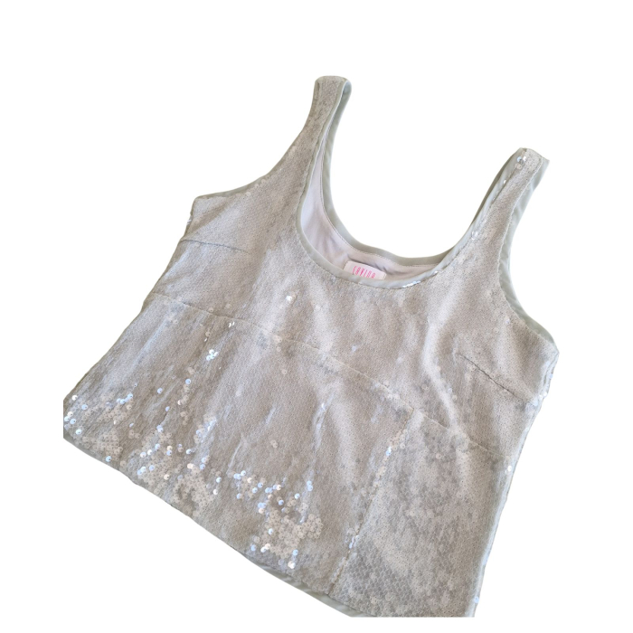 Top crop SAVIDA, paiete, verde pal,  bretele late, glamour, M [4]