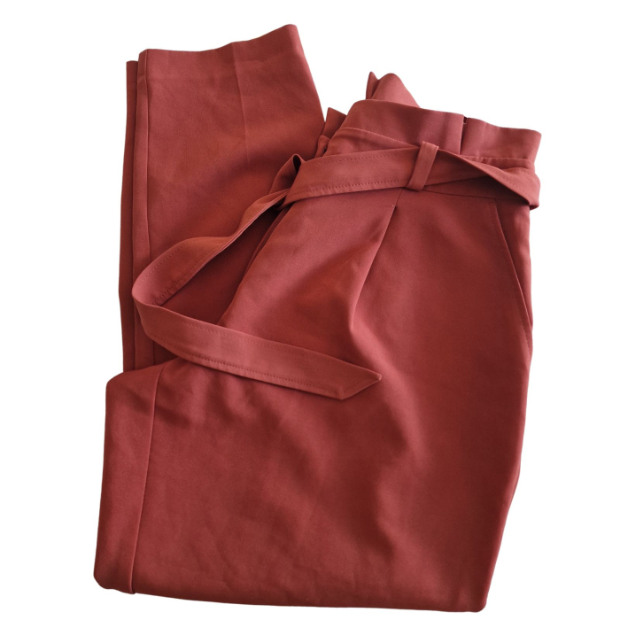 Pantaloni NEW LOOK, terracotta/ruginiu, talie inalta, croiala dreapta, M [4]