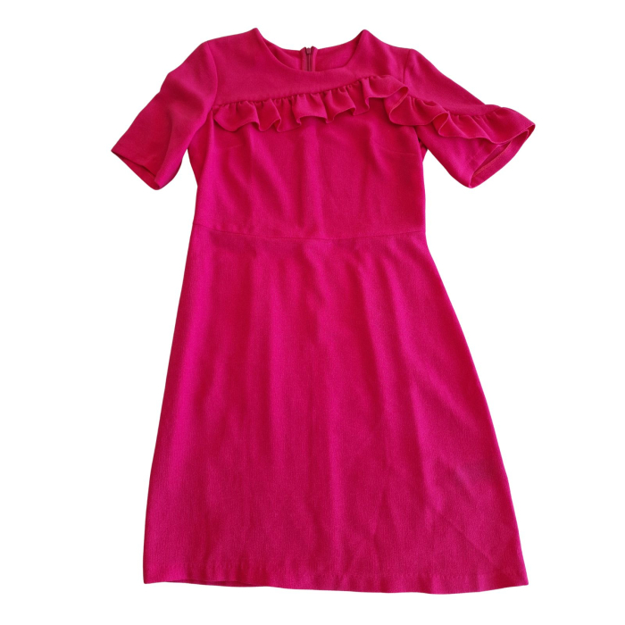 Rochie V by Very, cu volanase, roz fuchsia, shift, material creponat, L [4]