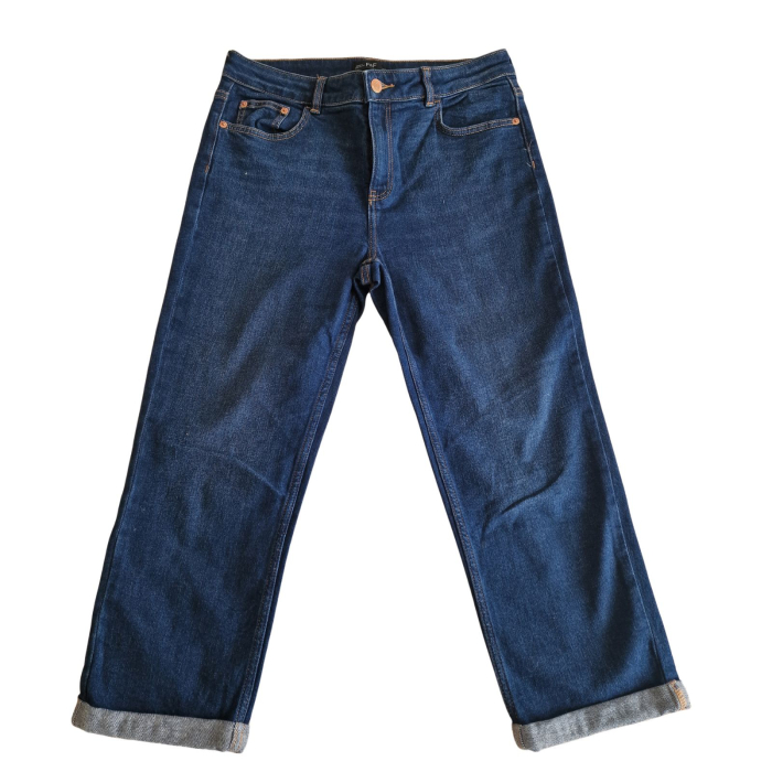 Blugi F&F, cropped boyfriend, indigo, fit relaxat, L [2]