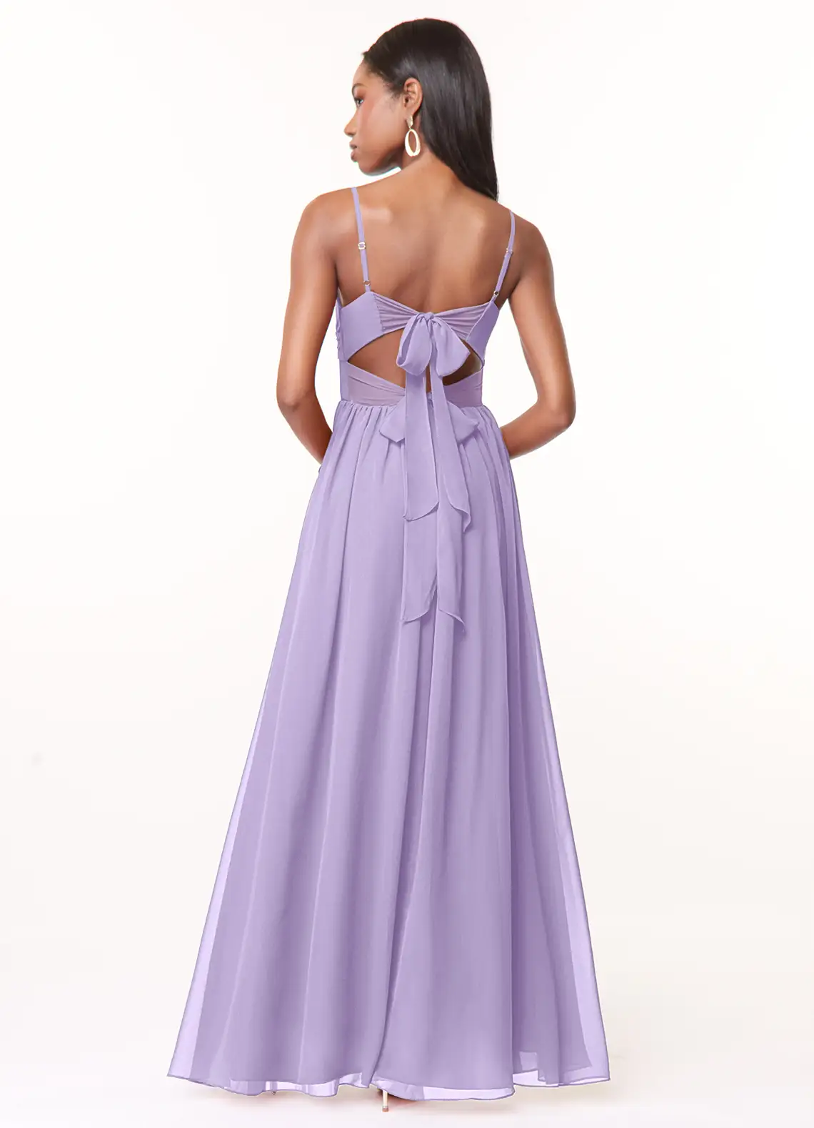 Rochie Azazie Zeya  Lilac A-Line V-Neck Pleated Chiffon, marime S [3]