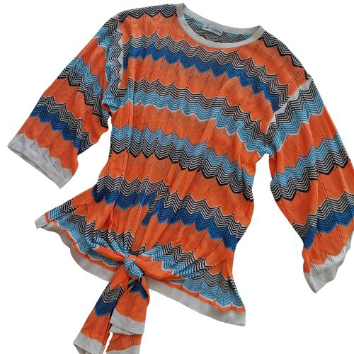 Bluza tricotata Laititia Mem VTG, model zigzag, nod in fata, 85% viscoza, marime XL [3]