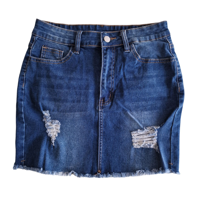 Fusta SHEIN denim, distressed, M [2]