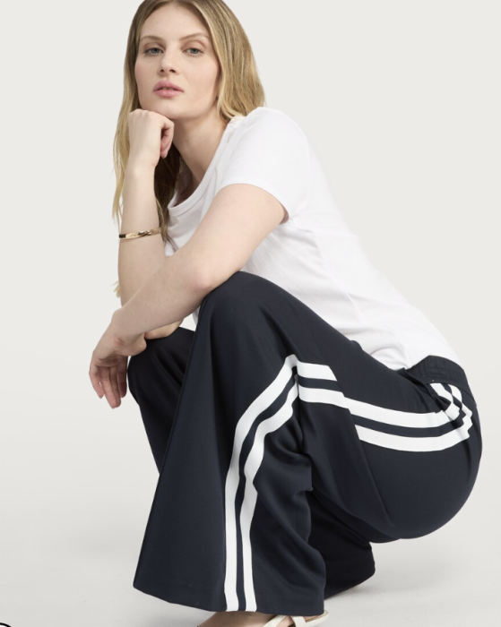 Pantaloni F&F eleganti, side stripe wide leg, navy, XL [3]