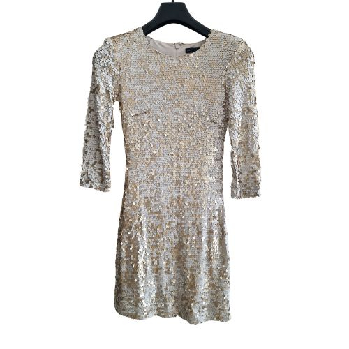 Rochie French Connection - Cream & Champagne Iridescent Sequin Sheath Dress, marime S [3]