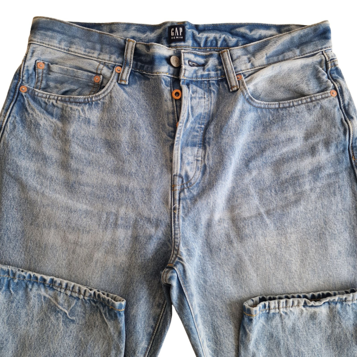 Blugi VTG GAP, light wash, boyfriend fit, denim decolorat, L [3]