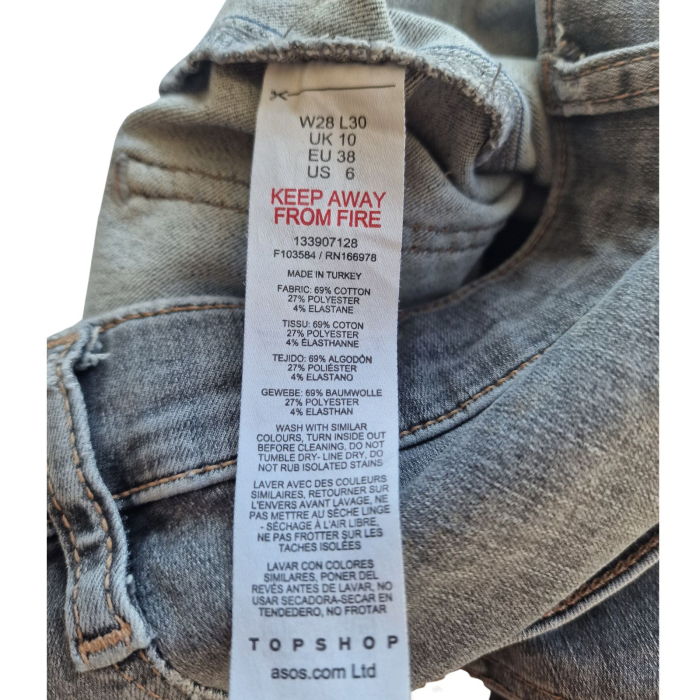 Blugi skinny fit, 'Joni' TOPSHOP, grey washed denim, M [5]