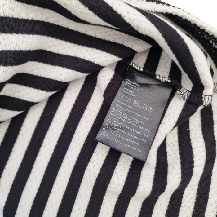 Bluza H&M, ALB CU NEGRU, striped long sleeve, guler barca, L [5]