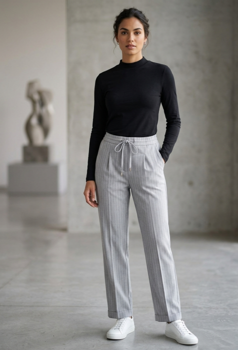 Pantaloni PRIMARK, pintstripe gri, tailored casual retro, XS [2]