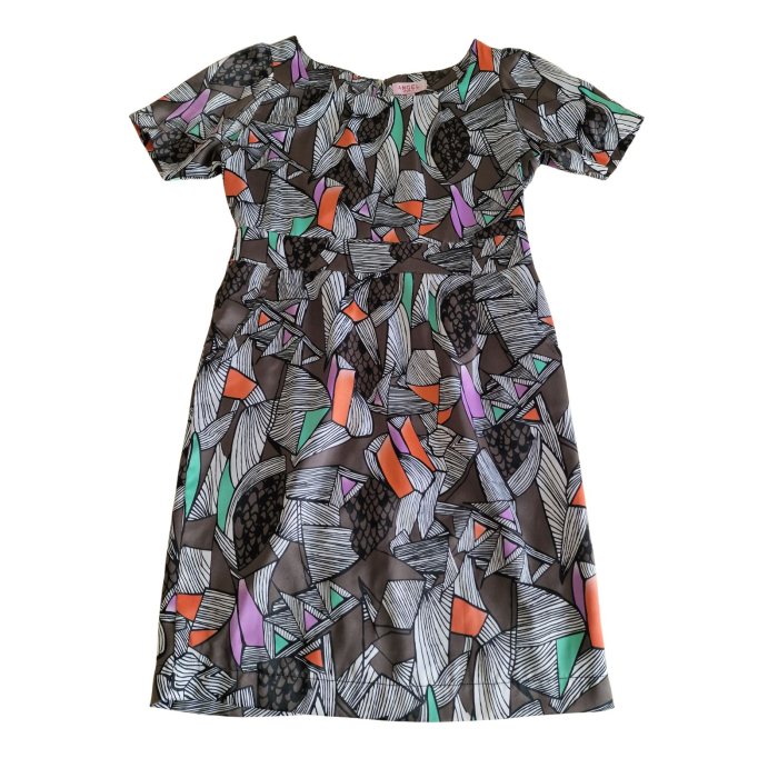 Rochie ANGEL PARIS, imprimeu geometric abstract, talie marcata, L [2]