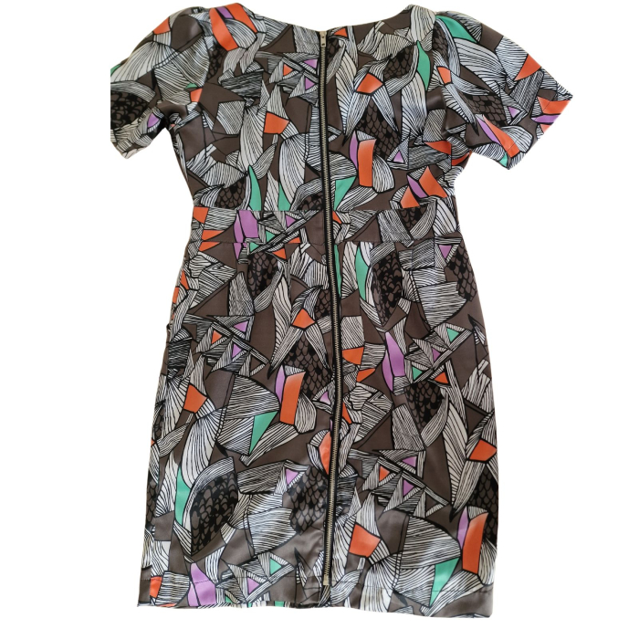 Rochie ANGEL PARIS, imprimeu geometric abstract, talie marcata, L [4]