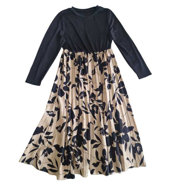 Rochie maxi SHEIN CURVE, fusta pliuri, print floral, XL [2]
