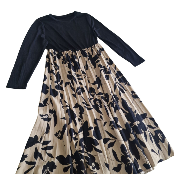 Rochie maxi SHEIN CURVE, fusta pliuri, print floral, XL [4]