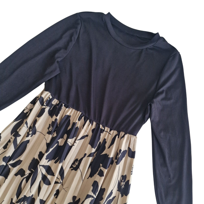 Rochie maxi SHEIN CURVE, fusta pliuri, print floral, XL [5]