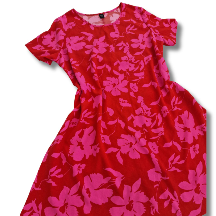 Rochie midi SHEIN CURVE print floral rosu fuchsia, XL [2]