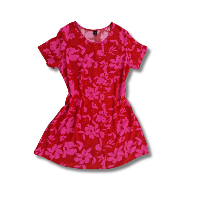 Rochie midi SHEIN CURVE print floral rosu fuchsia, XL [3]