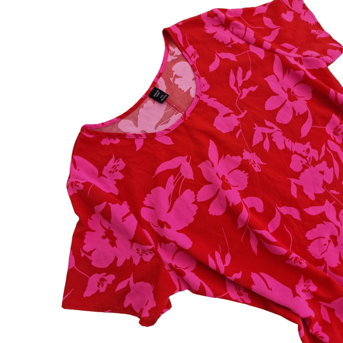 Rochie midi SHEIN CURVE print floral rosu fuchsia, XL [4]
