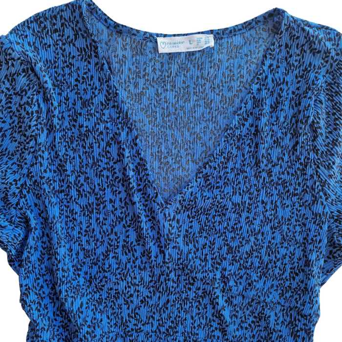 Rochie PRIMARK print negru, floral, fusta clos, L (40) [5]