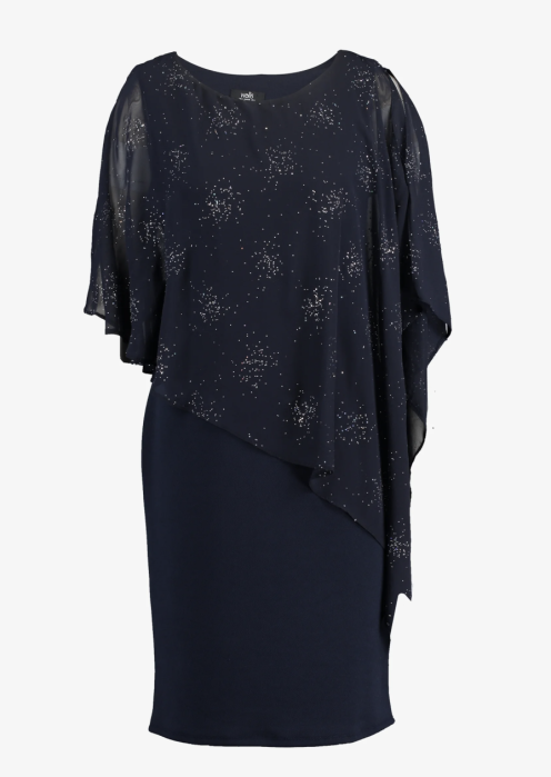 Rochie Wallis bleumarin, voal sclipitor, asimetric, croiala lejera, marime XXL [5]