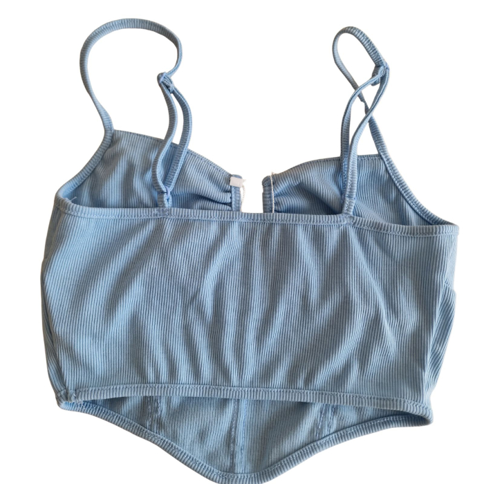 Top crop SHEIN, reiat bleu, structura tip bustiera, S [3]