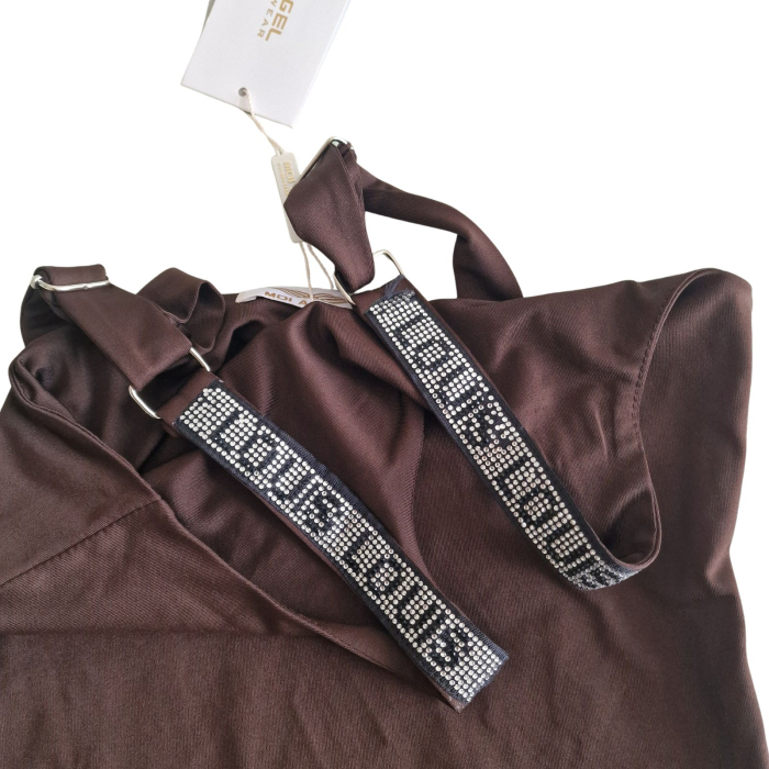 Top Moi Angels, maro ciocolata, bretele strass, M [5]