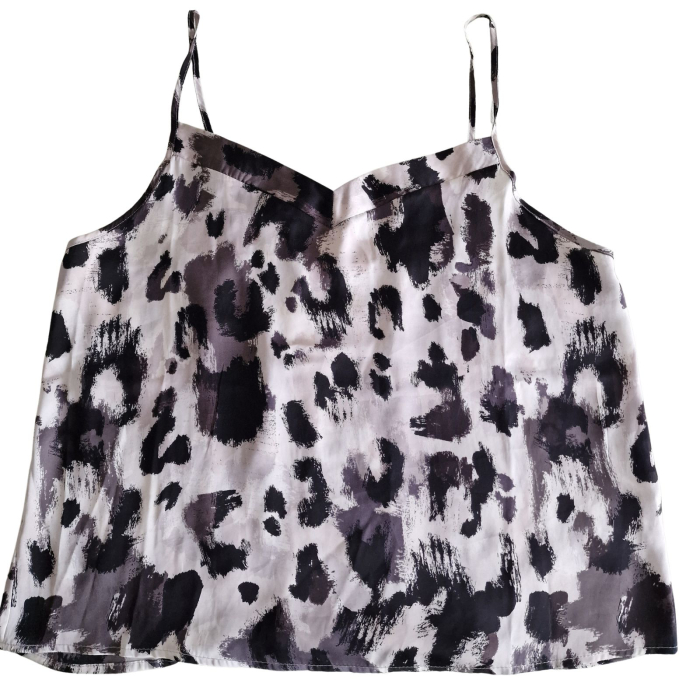 Top PRIMARK, satinat, animal print, decolteu V, croiala lejera, L [2]