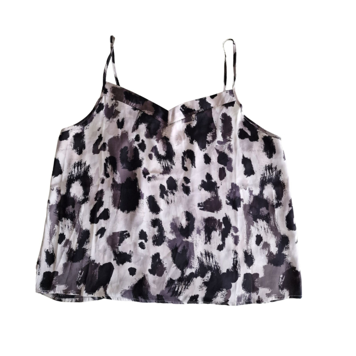 Top PRIMARK, satinat, animal print, decolteu V, croiala lejera, L [4]