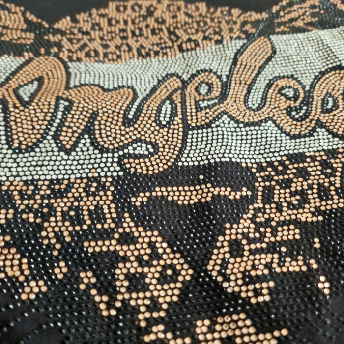 Tricou MissKiss, bumbac cu pietricele, print pantera, negru, S [4]