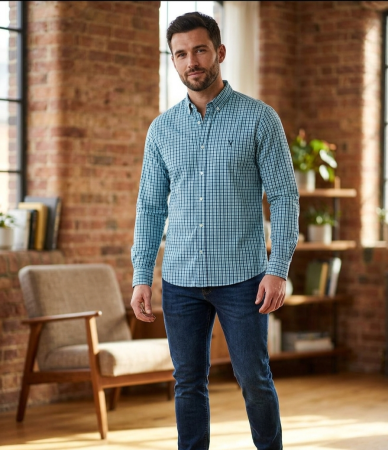 Camasi - Camasa NEXT carouri, slim fit, marime XXL